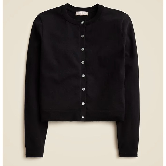 NWT J. Crew New Jackie Cardigan Premium Ultra-fine Cotton Blend Black